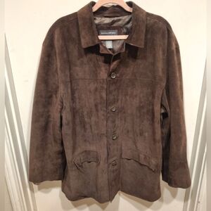 Banana Republic Vintage Men's Brown Suede Leather Chore Barn Over Coat Sz XL